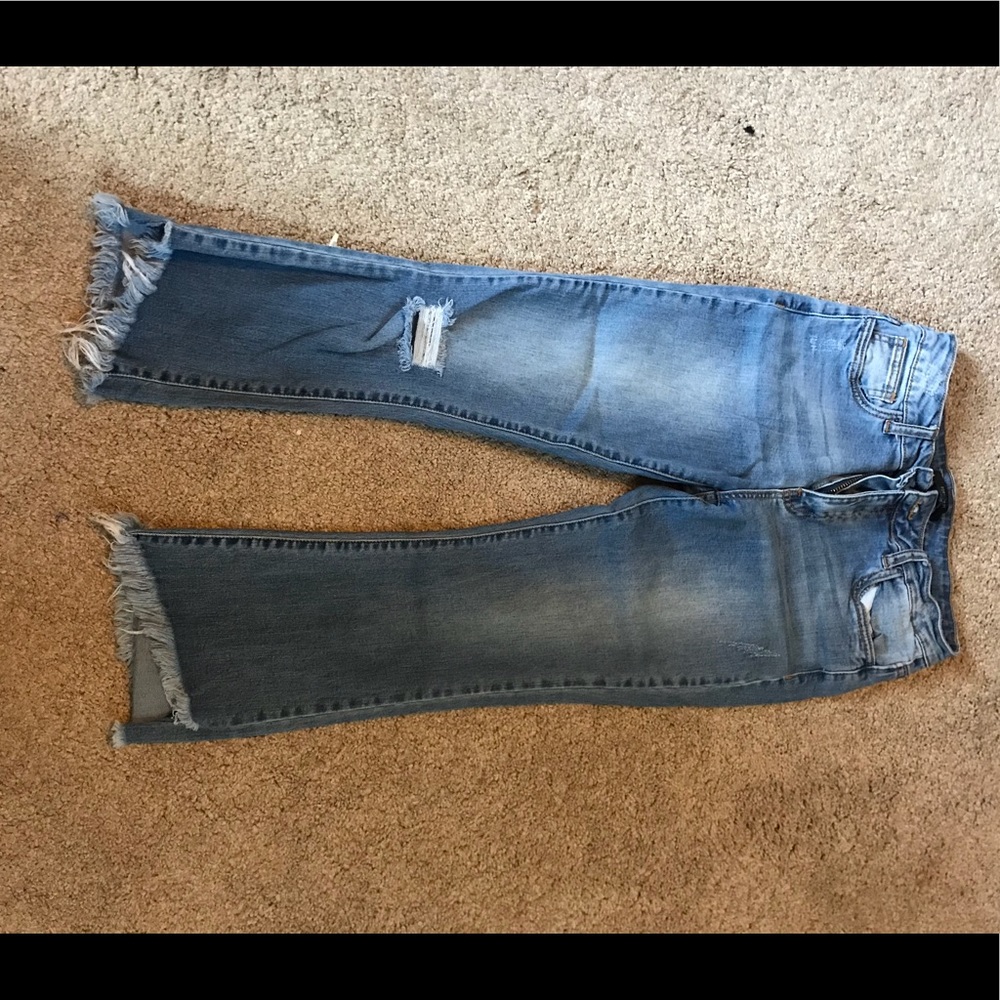 forever 21 crop diagonal jeans